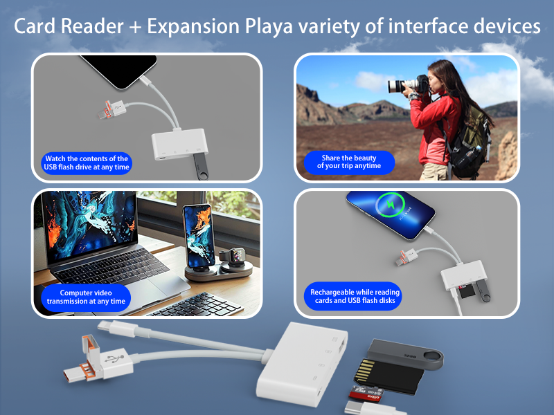 Four-in-one card reader supports USB drive SD/TF dual-slot synchronous reading and mutual data multi-function adapter suitable for Apple Android computers