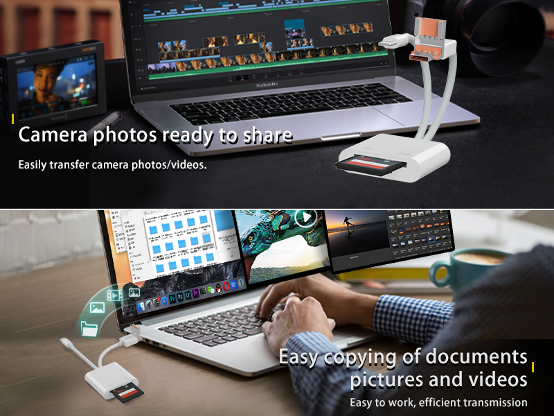 Three-in-one card reader supports SD/TF dual-sIM card reading and mutual transmission files suitable for Apple Android computers