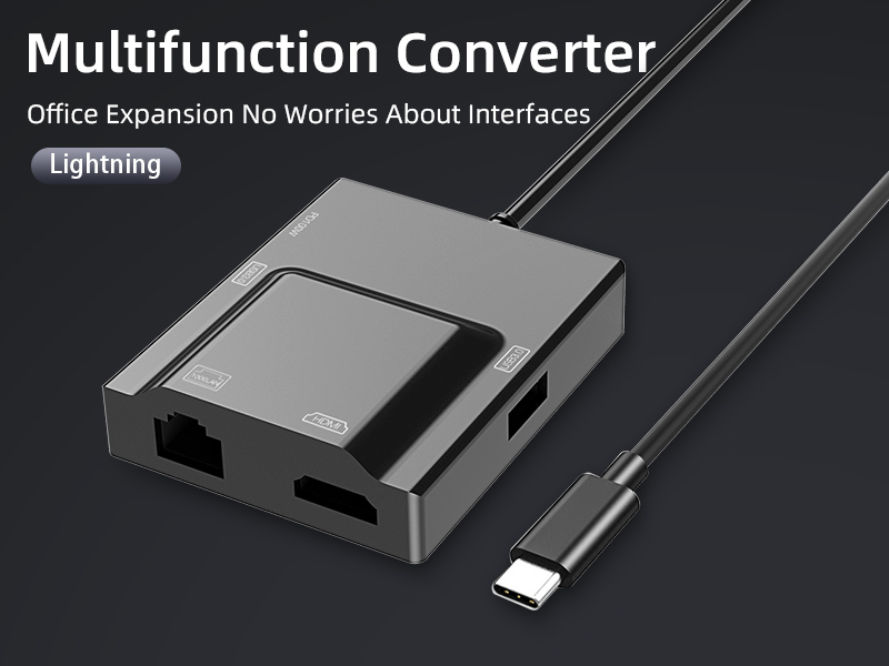 Multifunctional Docking Station: PD3.0 + USB3.0/2.0 + HDMI + Gigabit Ethernet Port, One - Stop Office Interface Expansion