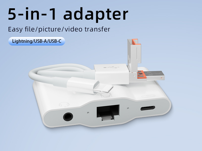 Five-in-one network port RJ45 adapter plug-and-play support keyboard, mouse, USB flash drive is suitable for Apple Android computers