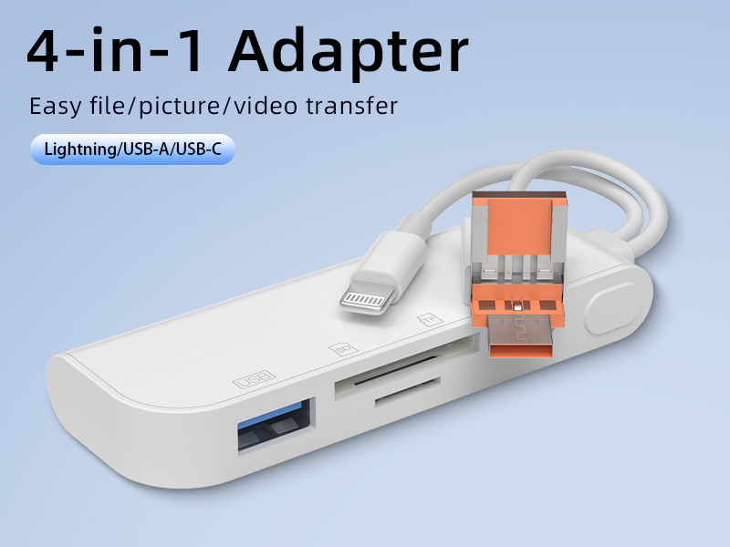 Four-in-one multi-function adapter supports SD/TF dual-sIM simultaneous reading keyboard and mouse USB camera kit suitable for Apple Android computers
