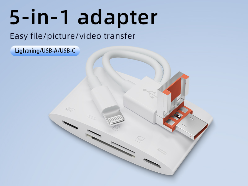 Five-in-one adapter supports SD/TF dual-sIM simultaneous reading USB keyboard and mouse USB-C interface OTG accessories suitable for Apple Android computers