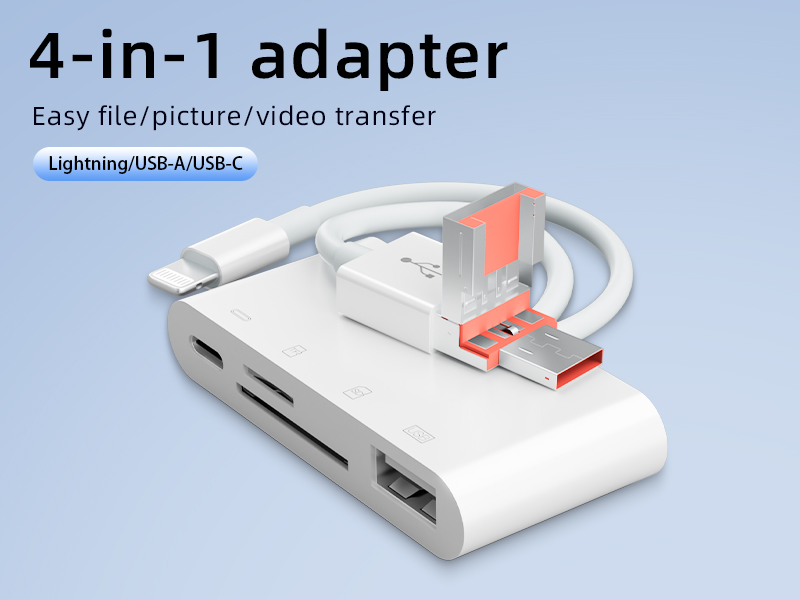 Four-in-one card reader supports USB drive SD/TF dual-slot synchronous reading and mutual data multi-function adapter suitable for Apple Android computers