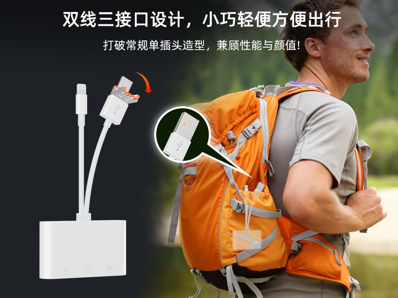 Three-in-one RJ45 network port adapter plug-and-play support keyboard, mouse, USB flash drive is suitable for Apple Android computers