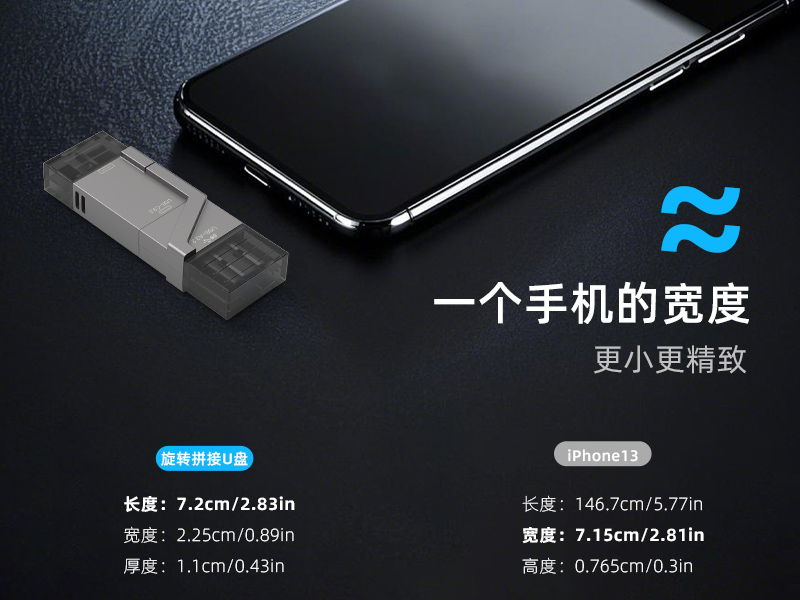 Zinc alloy USB 3.0 three in one USB flash drive with Lightning+TC+USB three interfaces compatible with multiple devices, high-speed and durable