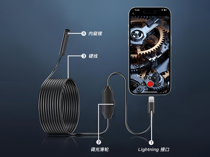 Apple phone camera endoscope, Android pipeline endoscope, waterproof 200W high-definition industrial endoscope