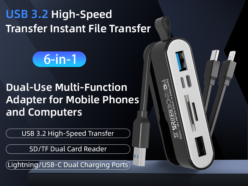 8-in-1 High-Speed USB3.0 Multi-Function Card Reader - Universal for iPhone 17/Android Phones/Computers, Multi-Device Compatible for Easy Data Transfer