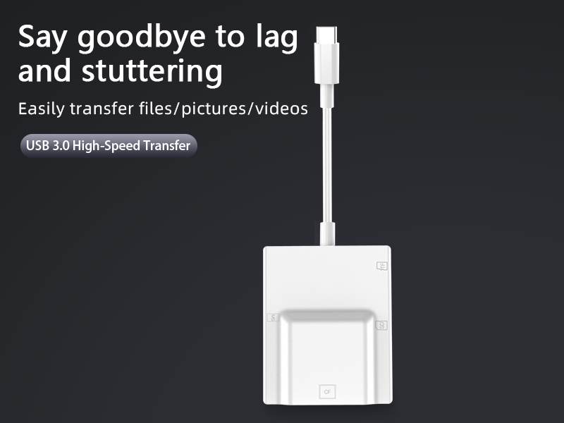 USB 3.0 High-Speed CF Card Reader It supports simultaneous reading of four cards, is compatible with CF, SD, TF, and MS cards, and is suitable for Apple devices, Android devices, and computers
