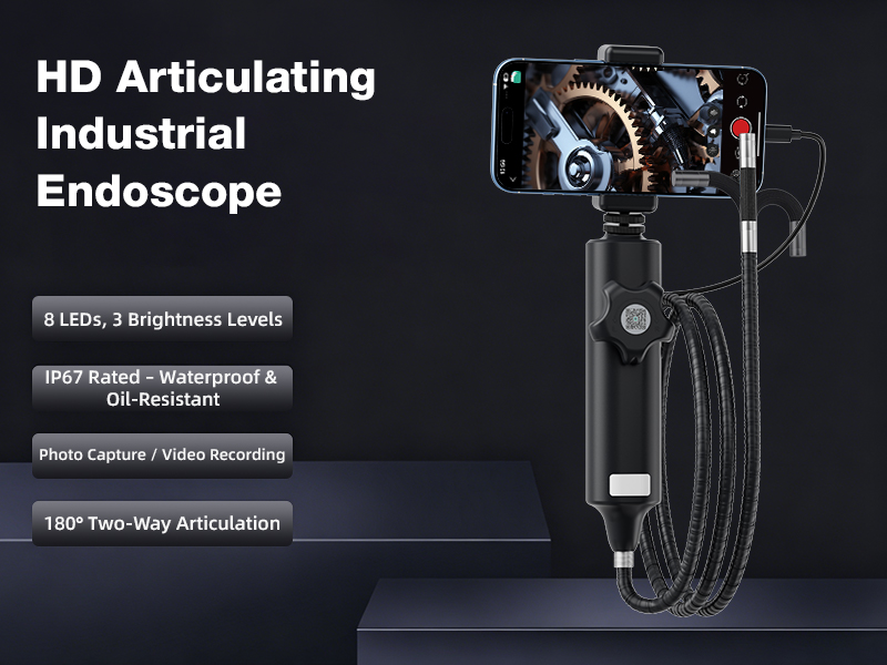 Mobile endoscope HD 360° rotating industrial endoscope, portable handheld pipeline inspection probe tool