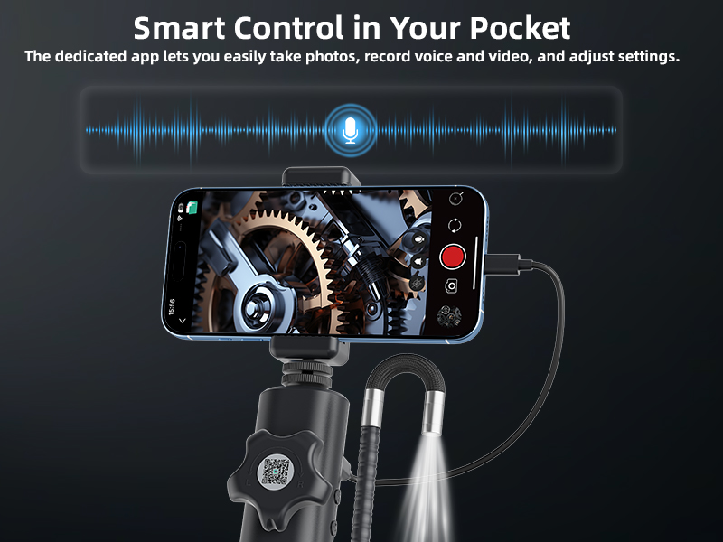 Mobile endoscope HD 360° rotating industrial endoscope, portable handheld pipeline inspection probe tool