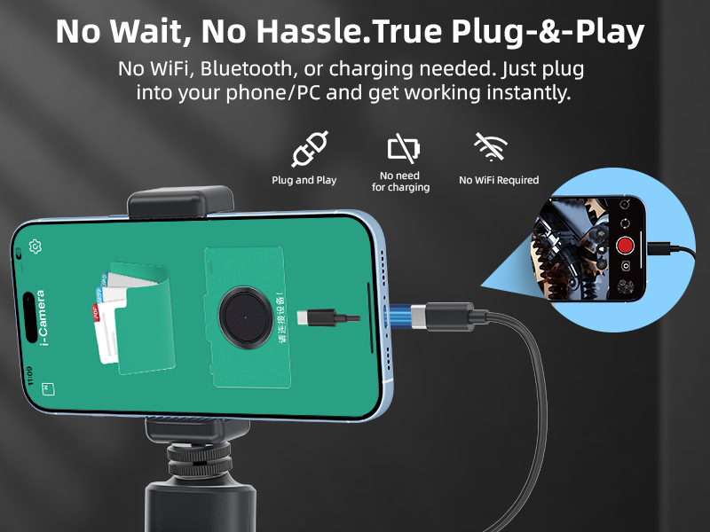 Mobile endoscope HD 360° rotating industrial endoscope, portable handheld pipeline inspection probe tool