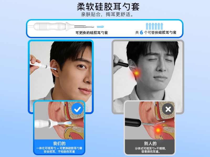 跨境爆款 1920P 高清智能可视耳镜 手机直连掏耳护理套装