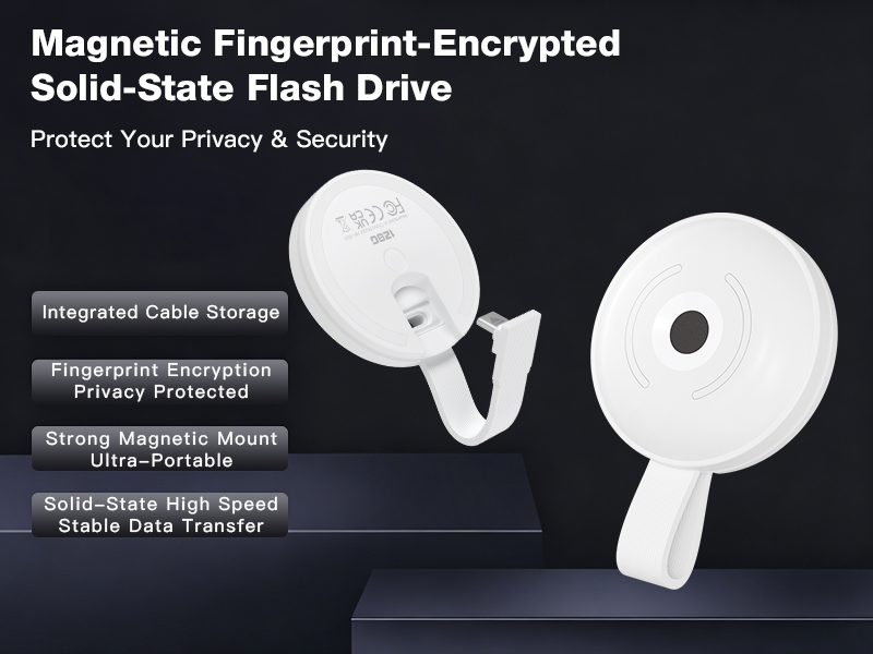 Magnetic Fingerprint Encryption SSD USB Flash Drive for iOS Android USB3.2