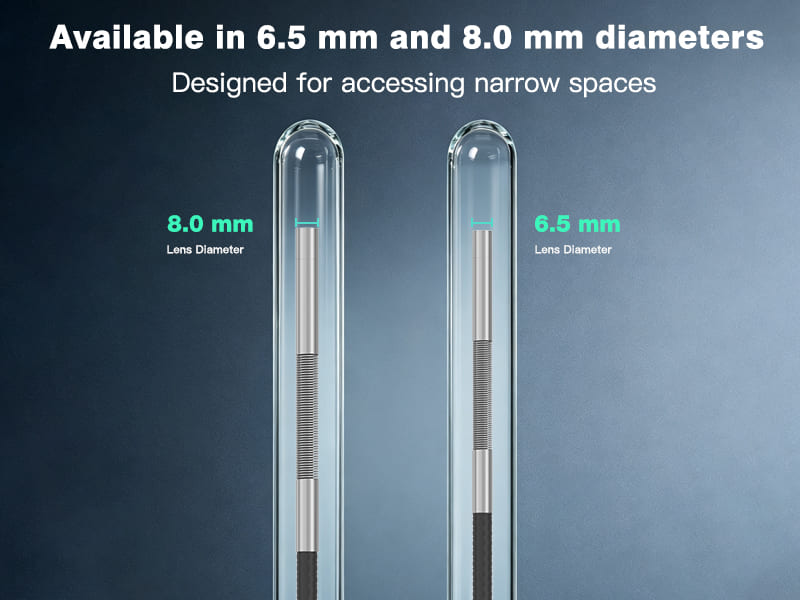 Handheld steering industrial endoscope front spring bendable probe integrated phone holder for iOS and Android
