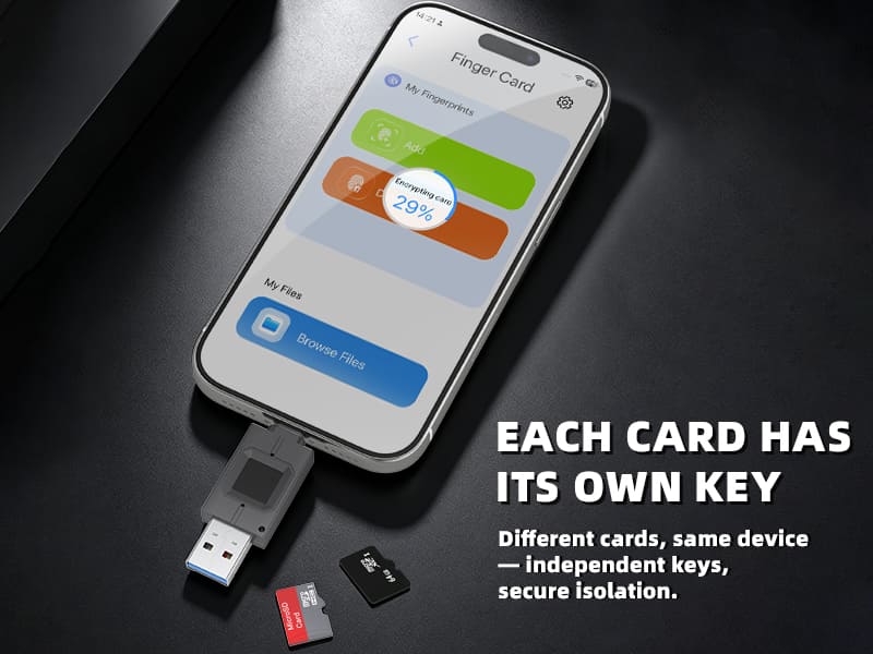 NK-827 Fingerprint Encrypted TF Card Reader USB Type-C Dual Plug Secure Storage Reader